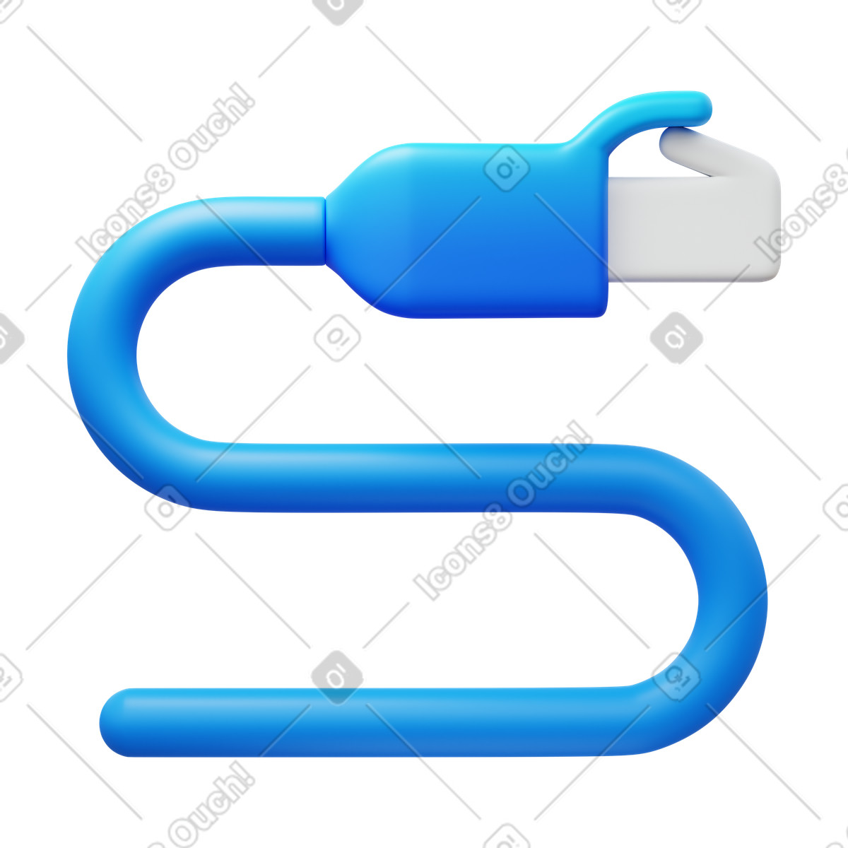 Network cable illustration in 3D Fluency style download in PNG, SVG