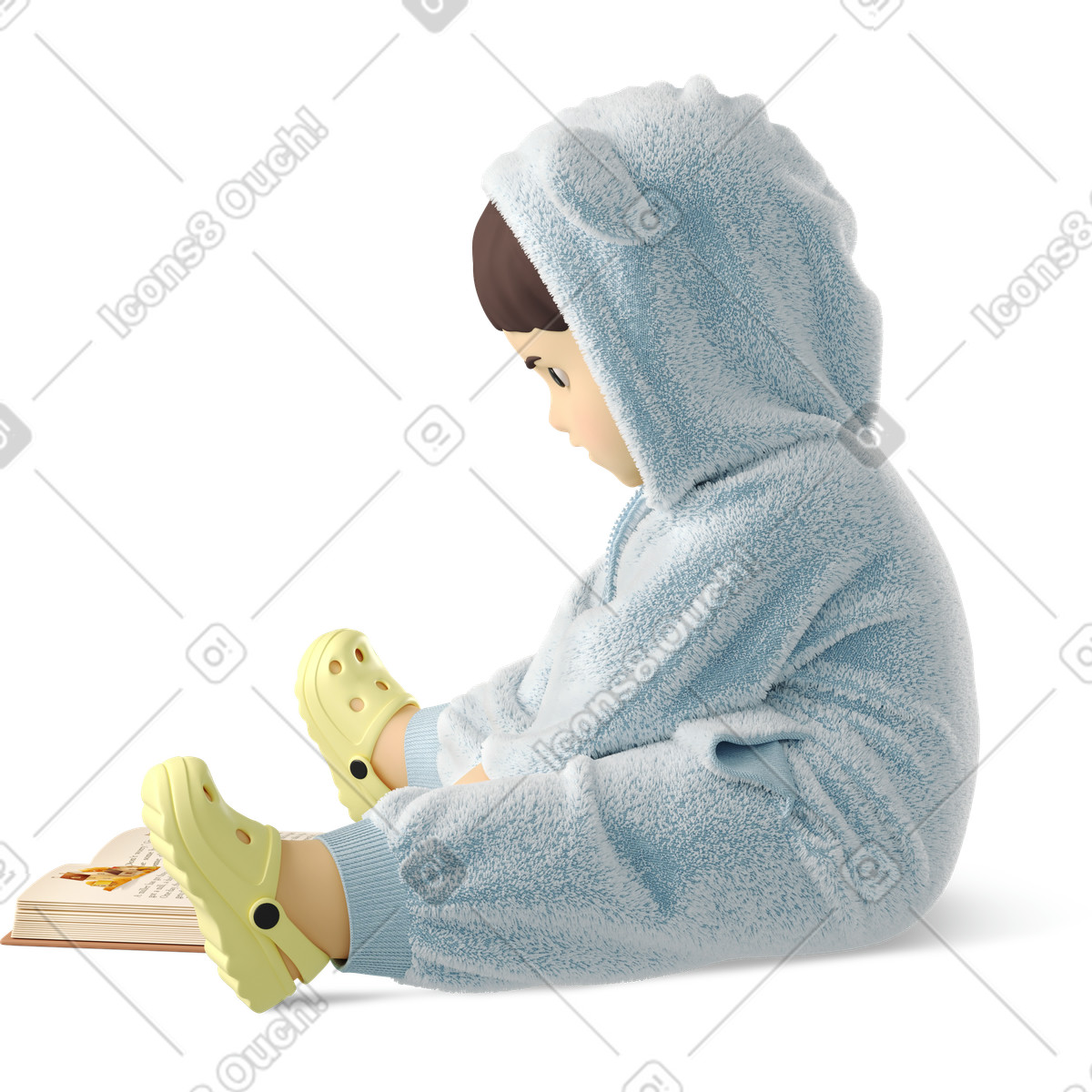 3D Business スタイルの Little child with a book のイラストをPNG、SVG形式でダウンロード