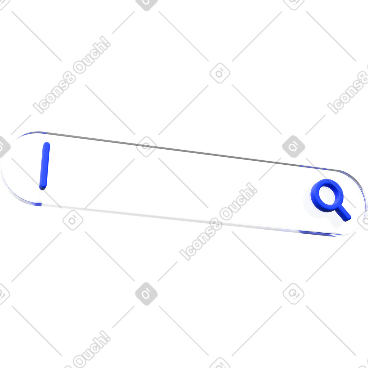 3D transparent search bar, rounded input illustration, online query field illustration in Enterprise style download in PNG, SVG