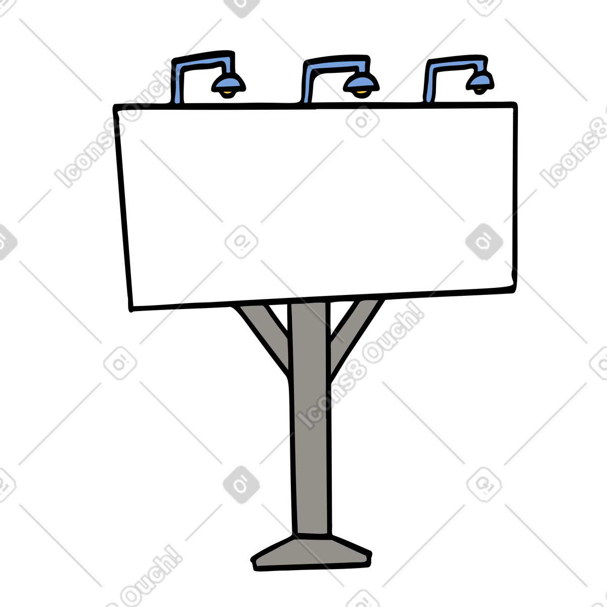 Blank white billboard with lights illustration in Comic style download in PNG, SVG