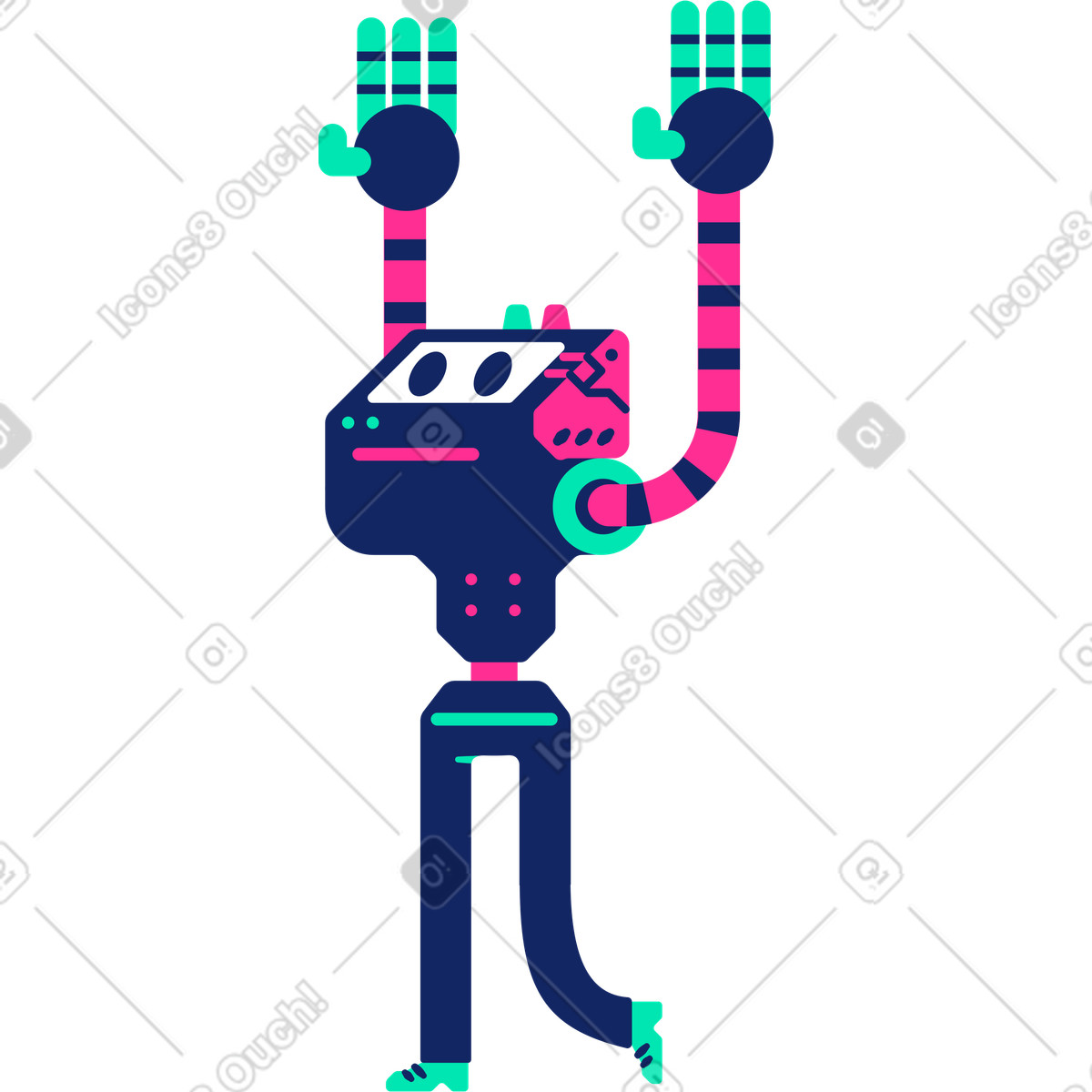 Roboter-Illustration im Cyborg-Stil als Download in PNG, SVG