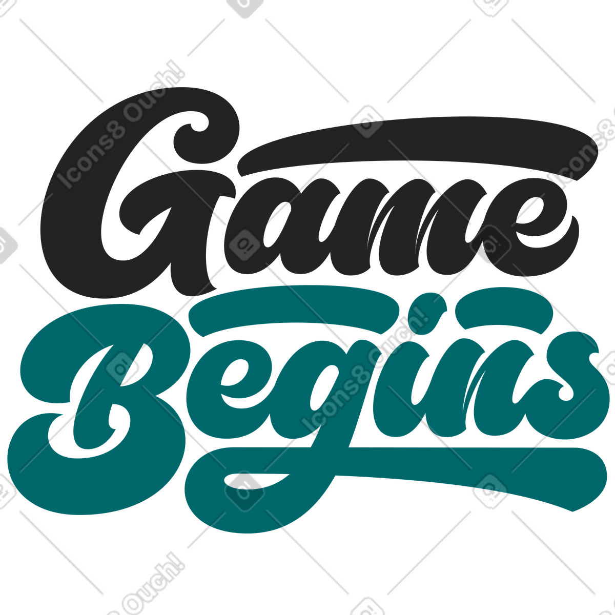 Illustration Le jeu de lettrage commence dans style Sammy Line à télécharger aux formats PNG, SVG