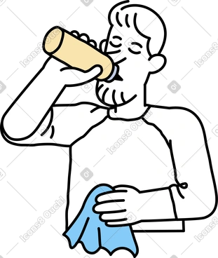 Man drinking from a sports bottle PNG, SVG