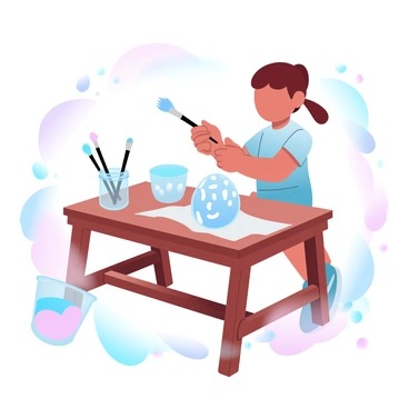 A toddler enthusiastically painting an Easter egg with vibrant colors