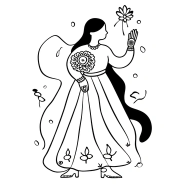 A woman in a traditional Indian bridal outfit, showcasing her hands with "intricate henna designs" covering the palms and fingers. The henna patterns feature floral motifs and geometric shapes, all delicately applied. She is holding a decorative piece, such as a bouquet or a ceremonial plate, drawing attention to her adorned hands. The background includes subtle elements like draping fabrics and ornate jewelry, enhancing the bridal theme.