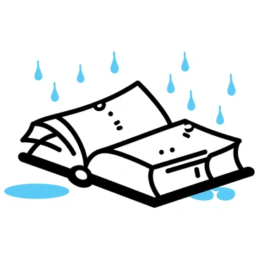 A book left in the rain, pages soaked and curling