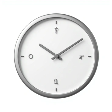 A circular wall clock with a sleek, modern design featuring a shiny silver frame. The clock face is white with minimalistic hour markers. The clock hands are uniquely designed as bitcoin symbols, one for the hour hand and one for the minute hand, both prominently displayed. Each bitcoin symbol hand points to different times, showcasing their distinct shapes. The overall aesthetic of the clock is contemporary and tech-inspired.