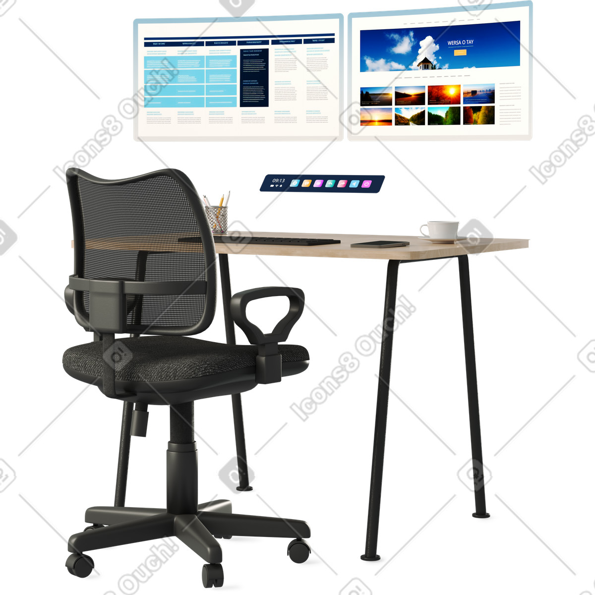 Illustration Desktop and vr-monitors dans le style 3D Business à télécharger aux formats PNG, SVG