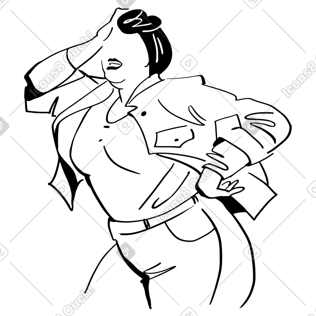 Woman in a turban laughs illustration Line style download PNG, SVG