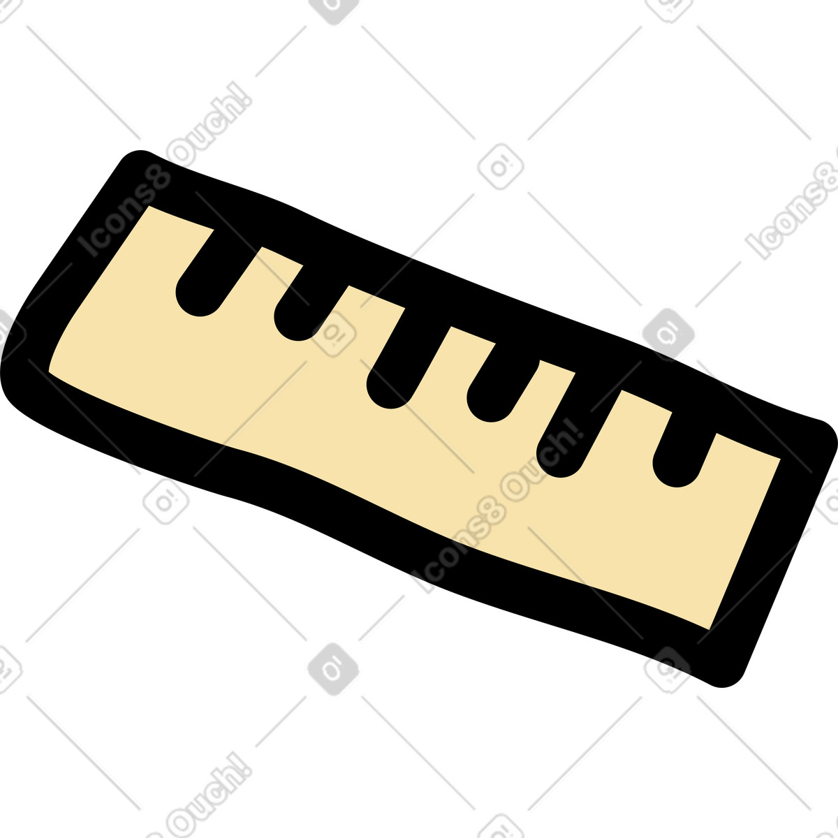 Curved sewing ruler illustration clipart for tailoring and fashion layouts