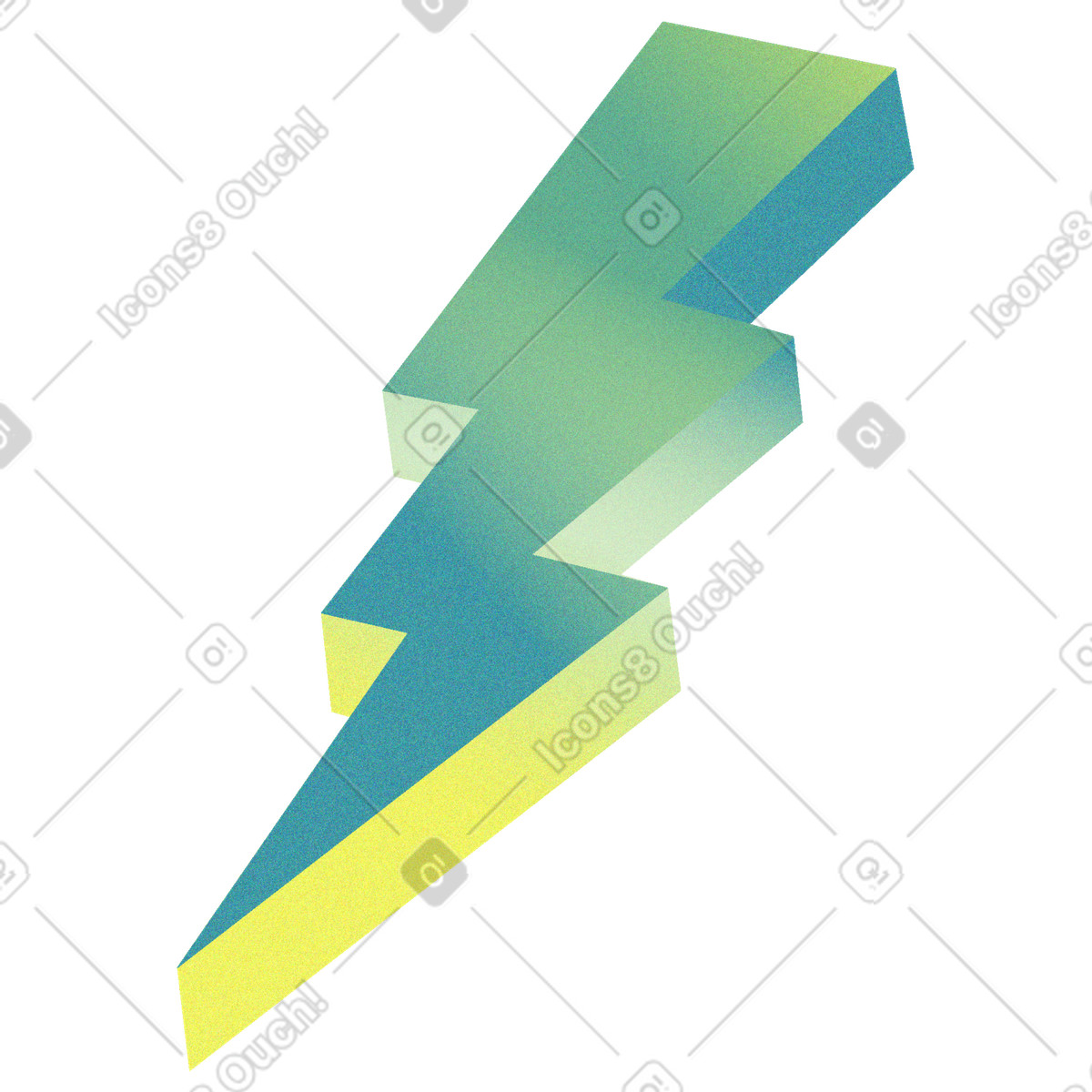 Green lightning bolt illustration in Morphis style download in PNG, SVG