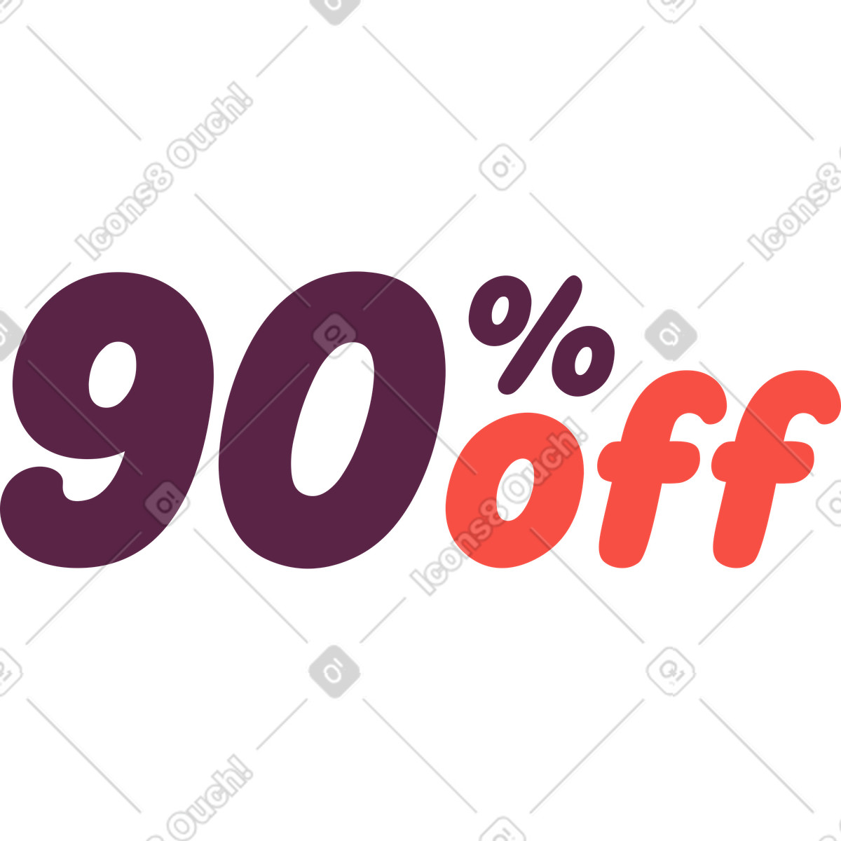 Novanta per cento di sconto illustrazione in stile Sammy scarica in PNG, SVG