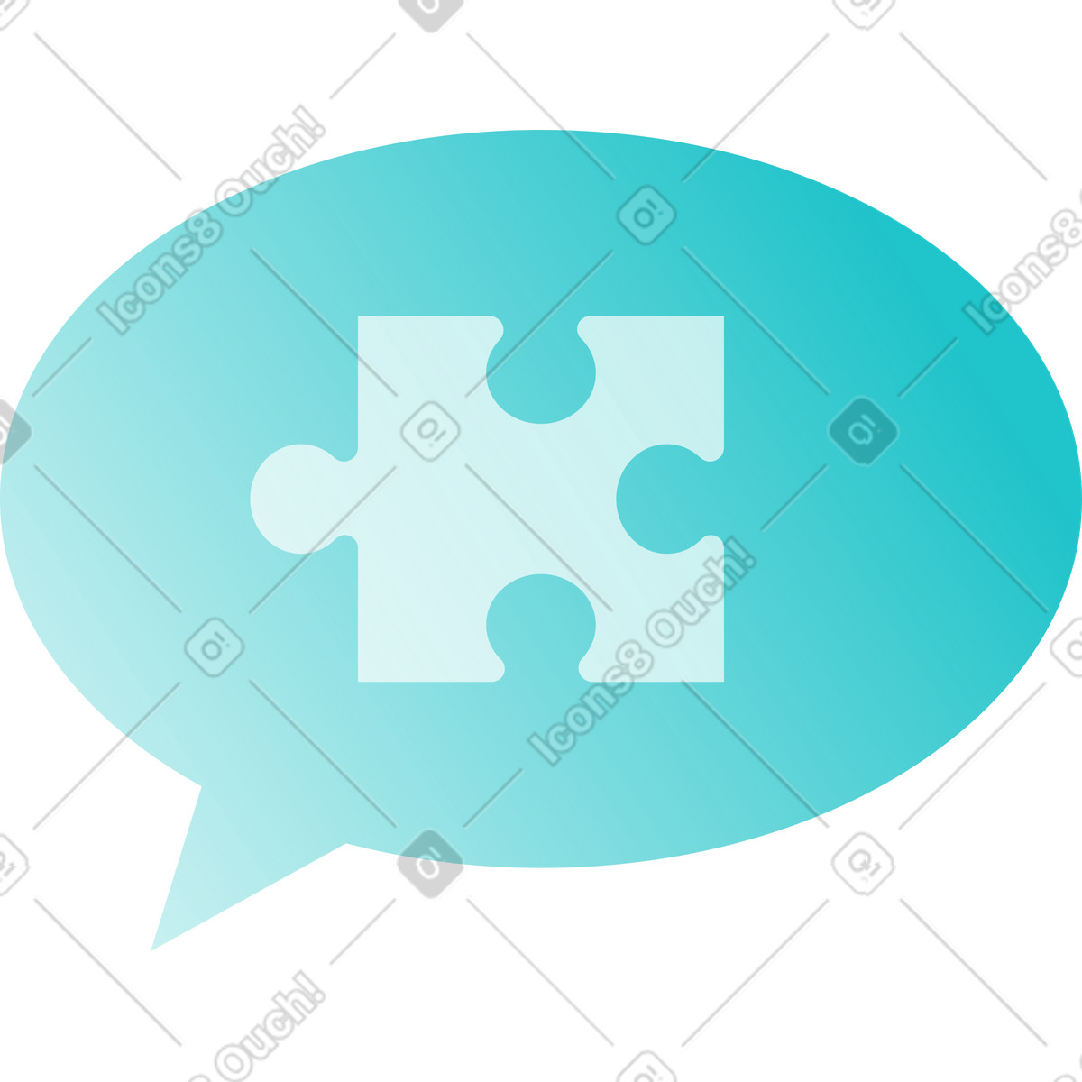Ilustraci&oacute;n Bocadillo de di&aacute;logo con pieza rompecabezas en estilo Lucent a descargar en PNG y SVG