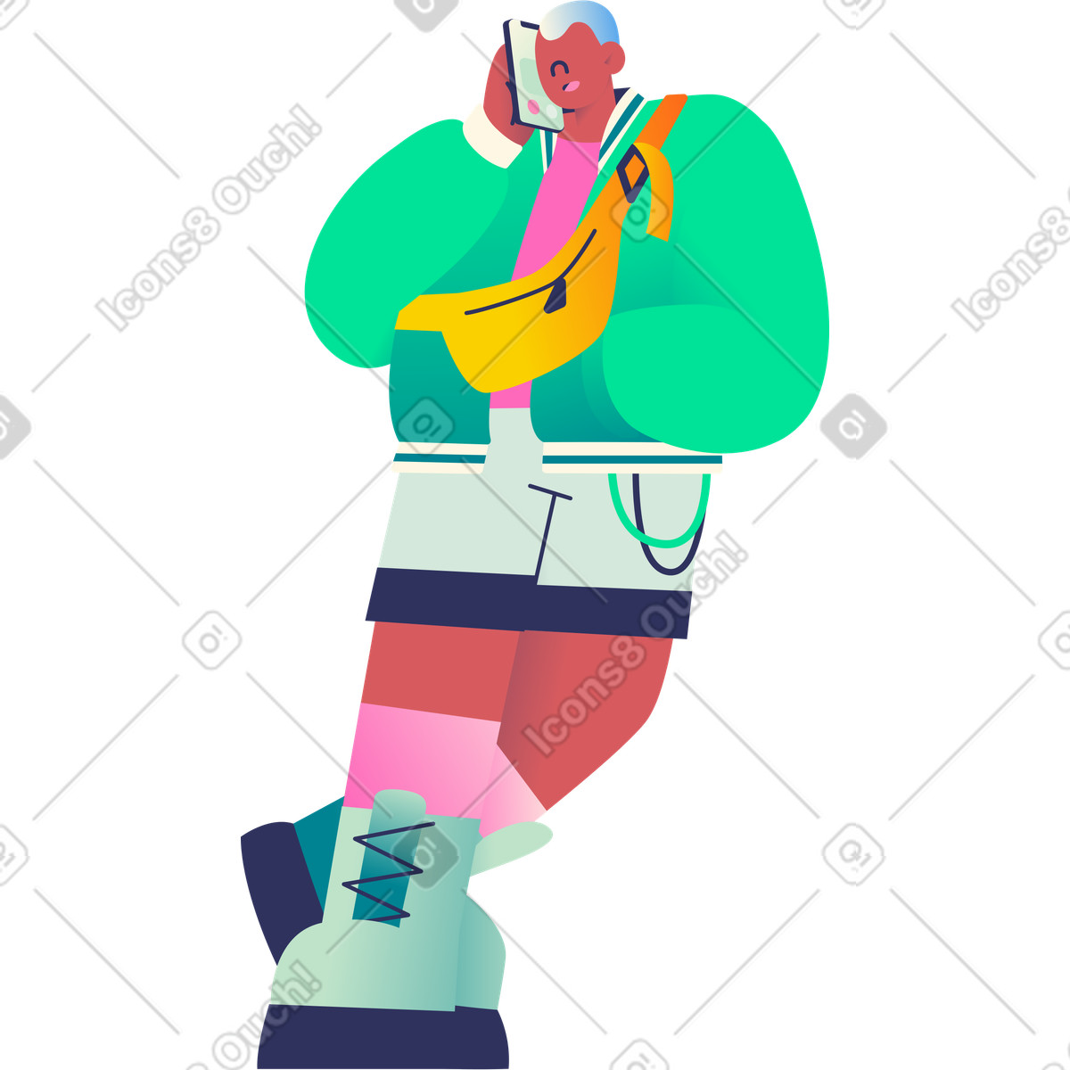 Guy talking on the phone illustration in Beam style download in PNG, SVG