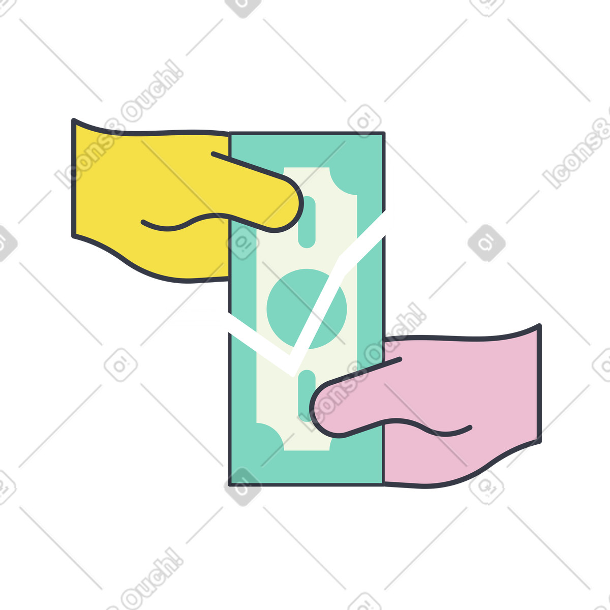 Mani che strappano la banconota, pagamento rifiutato illustrazione in stile Abstract scarica in PNG, SVG