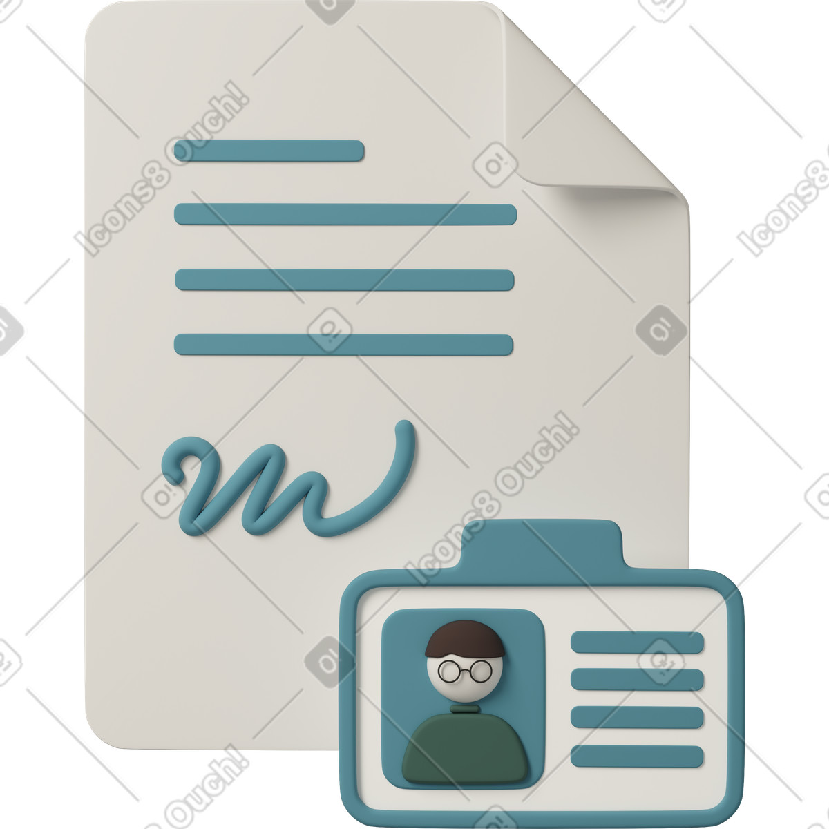 Иллюстрация Document with id badge в стиле 3D Casual life — скачать в форматах PNG, SVG