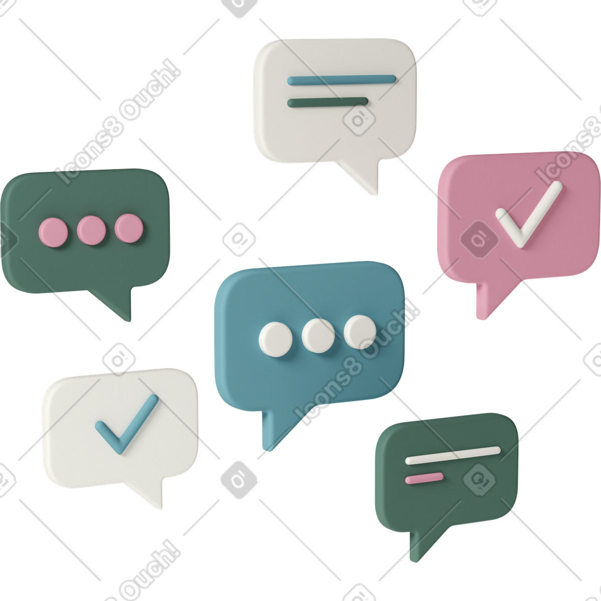 Анимированная иллюстрация Speech bubbles в стиле 3D Casual life — скачать в форматах GIF, Lottie (JSON), AE