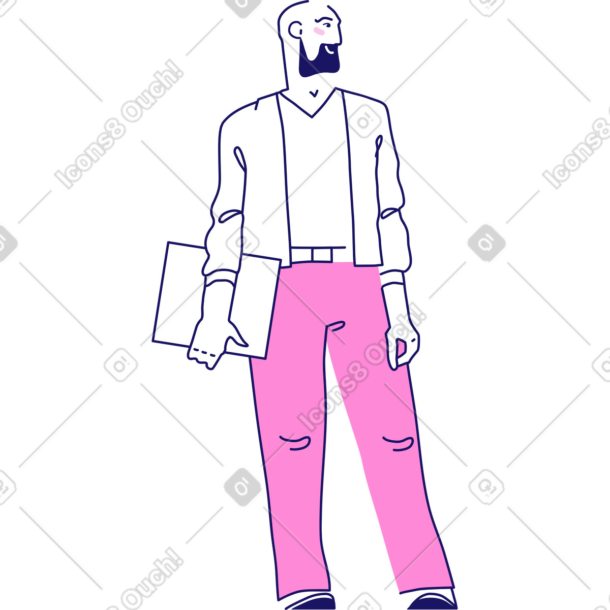 Ilustración Hombre sosteniendo un documento en estilo Matey a descargar en PNG y SVG