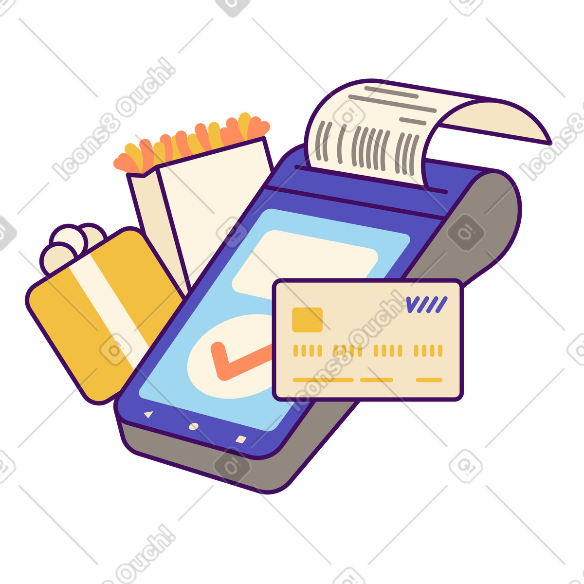 Simplistic 스타일의 Contactless credit card purchase, Cashless transaction or retail checkout 일러스트레이션 PNG, SVG 다운로드