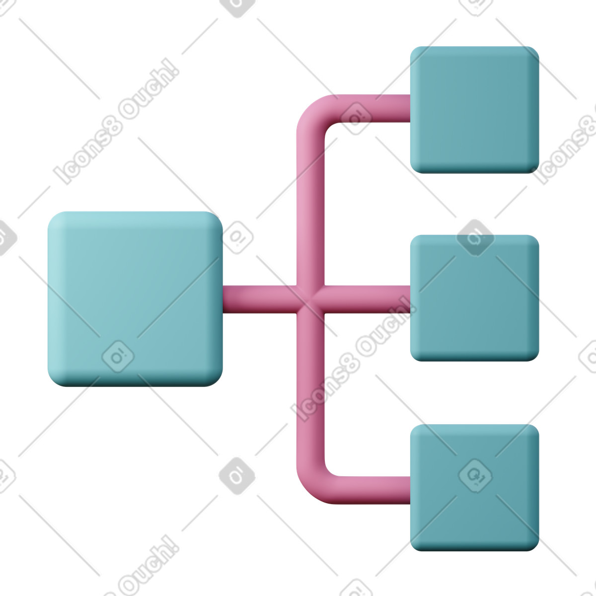 Broadcasting network diagram with connected nodes illustration in 3D Sugary style download in PNG, SVG