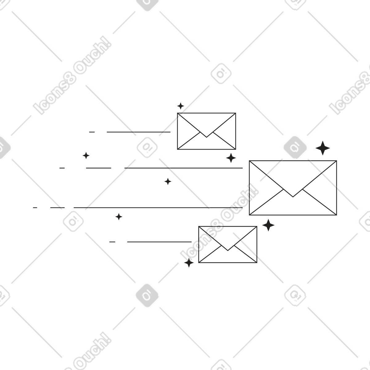 Email che volano alla velocità del web illustrazione in stile Tokyo scarica in PNG, SVG