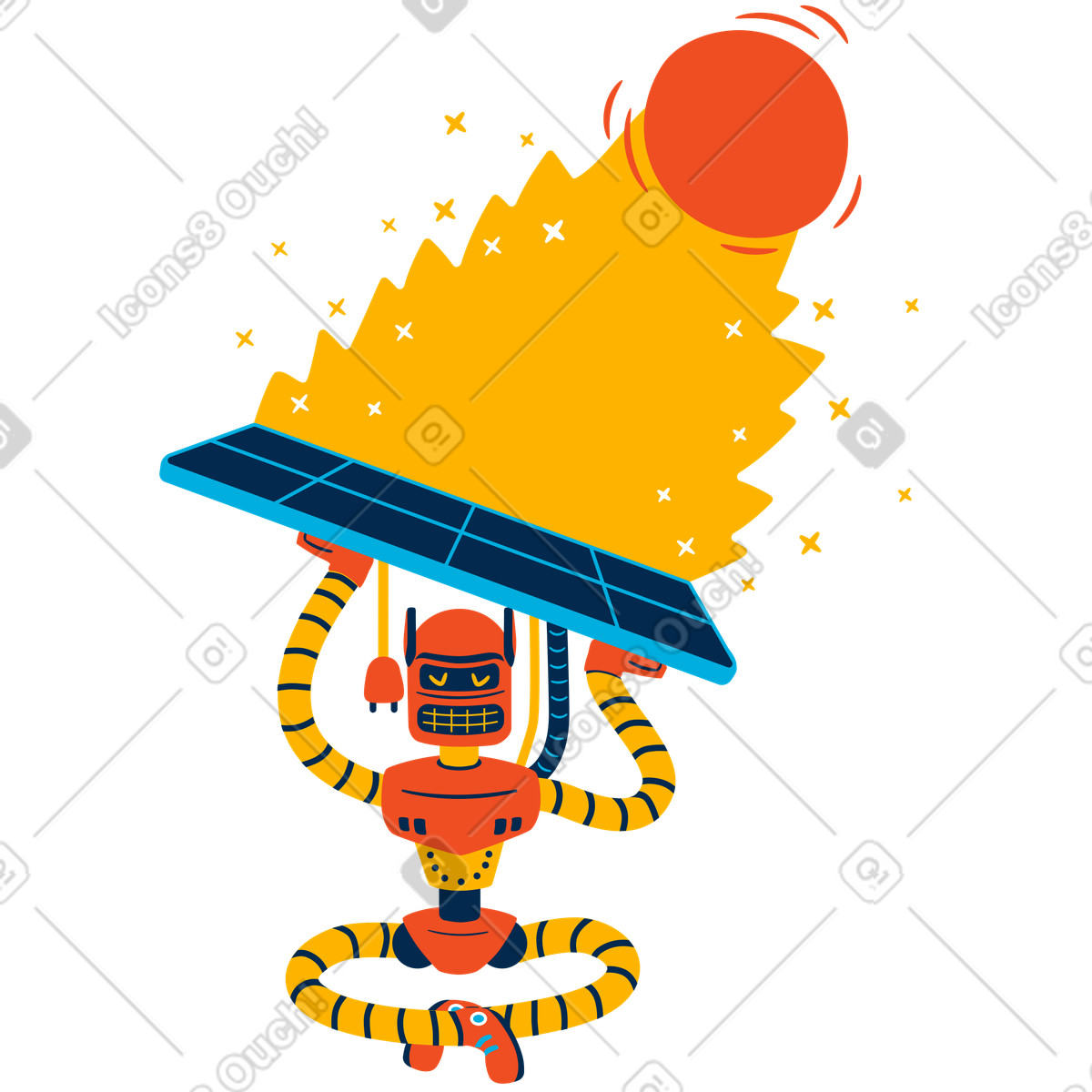 Solar panel charging energy illustration in PNG, SVG