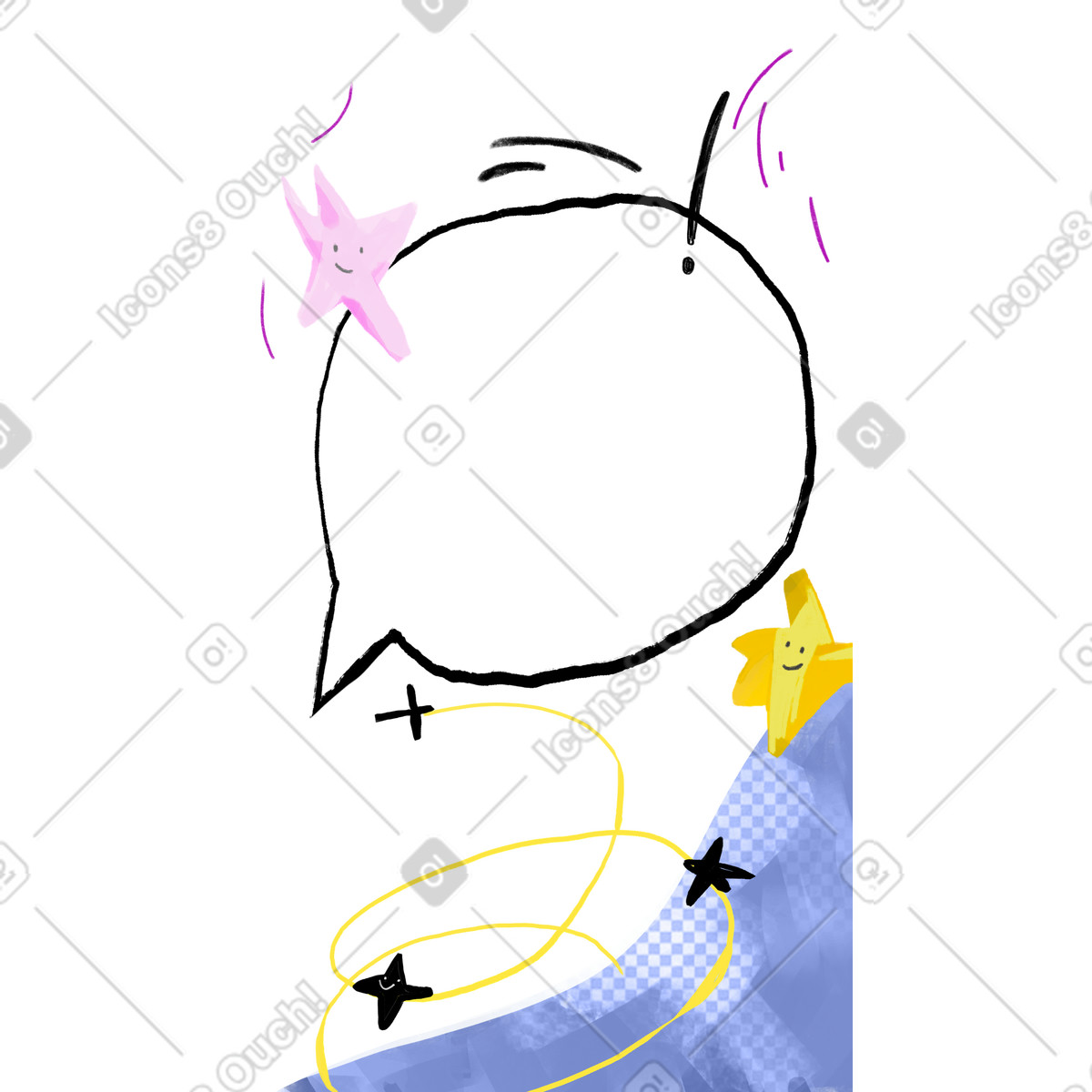 Sfondo con stelle divertenti e fumetto illustrazione in stile Experimental scarica in PNG, SVG