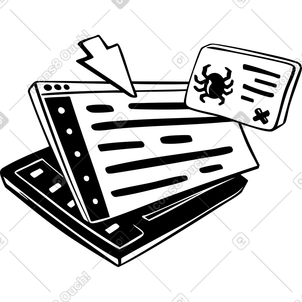 Test del software, garanzia della qualità, monitoraggio dei bug illustrazione in stile Line scarica in PNG, SVG