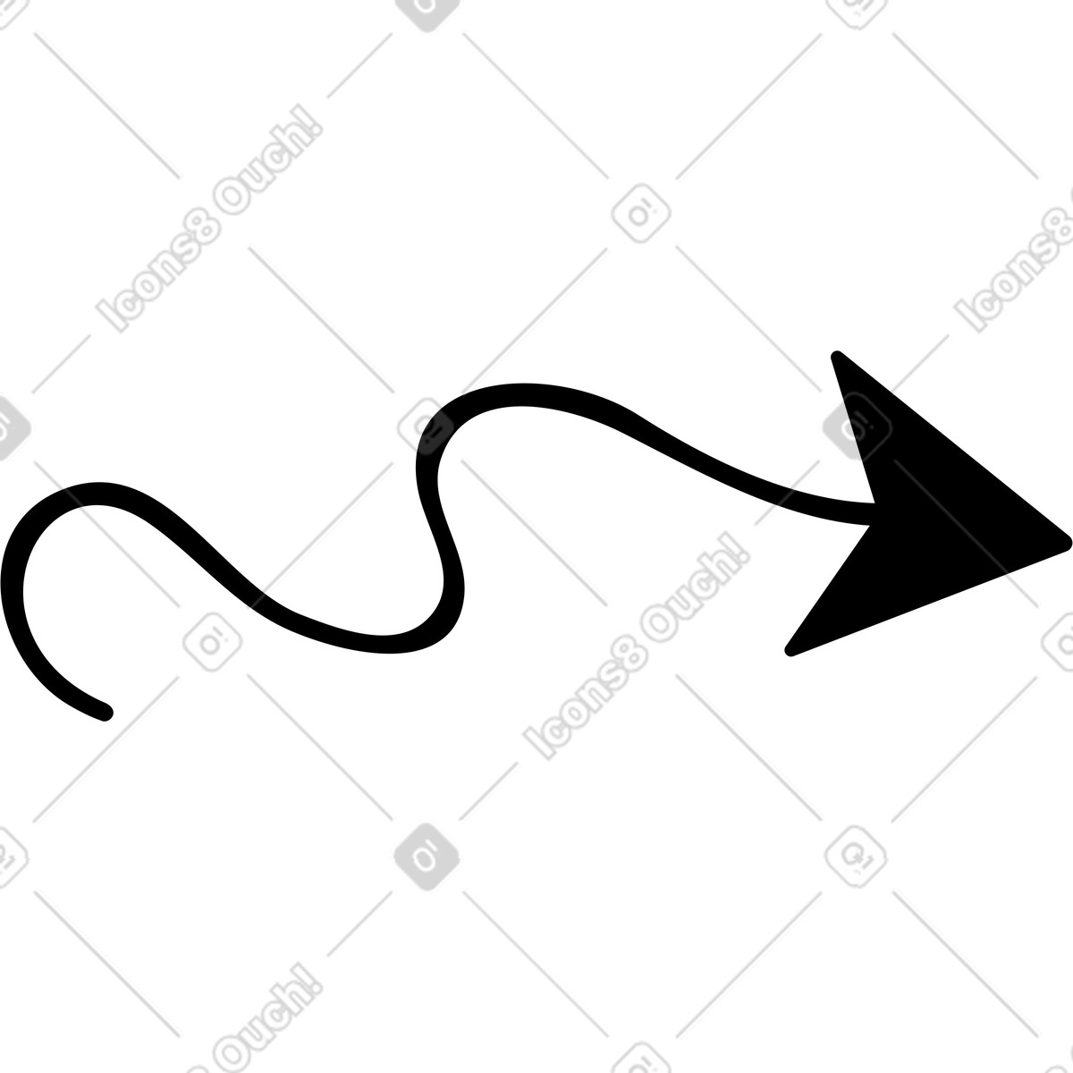 Twirl スタイルの 黒い矢印の波状 のイラストをPNG、SVG形式でダウンロード