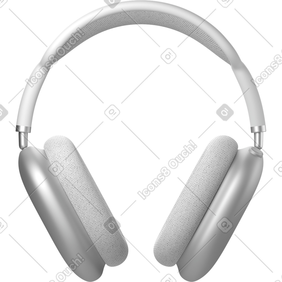 下载 3D Business 风格的 White headphones front view 插画，支持 PNG、SVG 格式