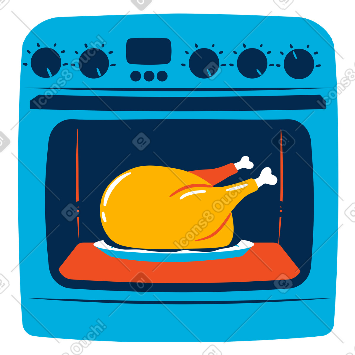 Illustration Rôtir un poulet au four dans le style Flame à télécharger aux formats PNG, SVG