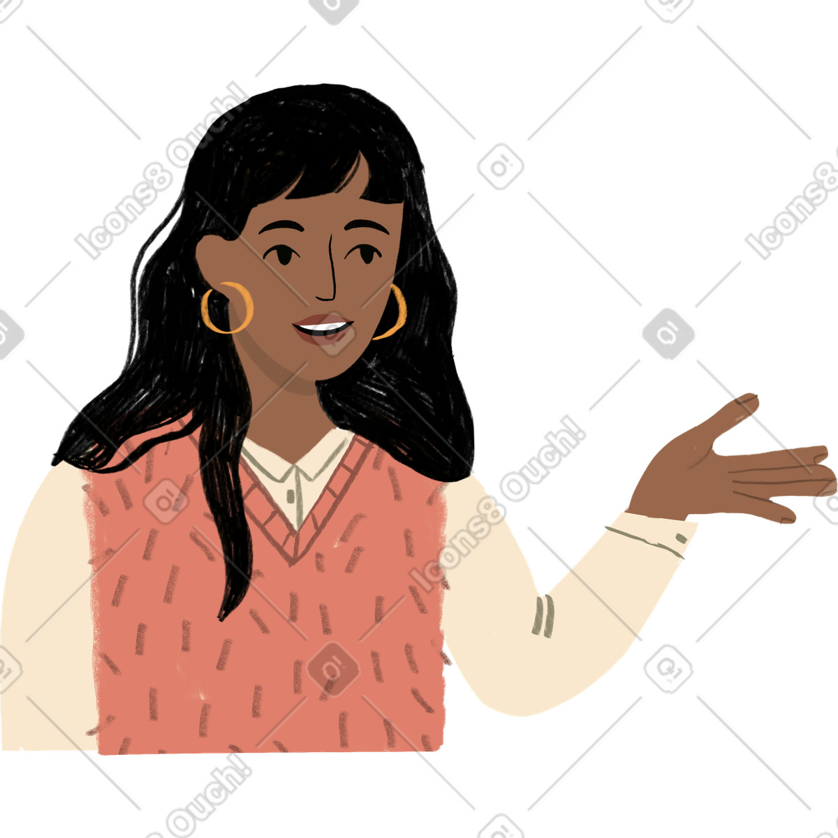 Lumiere スタイルの 手で何かを指している女の子 のイラストをPNG、SVG形式でダウンロード
