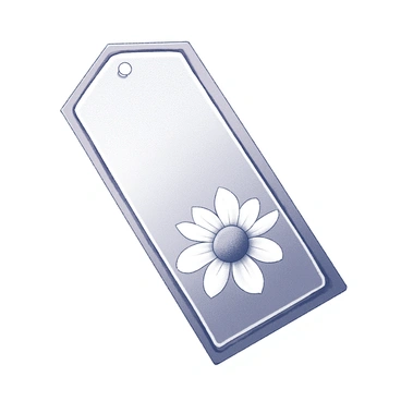A bookmark with a rectangular shape and a decorative edge. It features a detailed illustration of an "edelweiss flower" prominently displayed in the center. The background includes a subtle texture that resembles handmade paper. The edges of the bookmark are slightly worn, indicating it is a handcrafted item. The design of the flower includes finely drawn petals and leaves, showcasing the delicacy of the edelweiss.