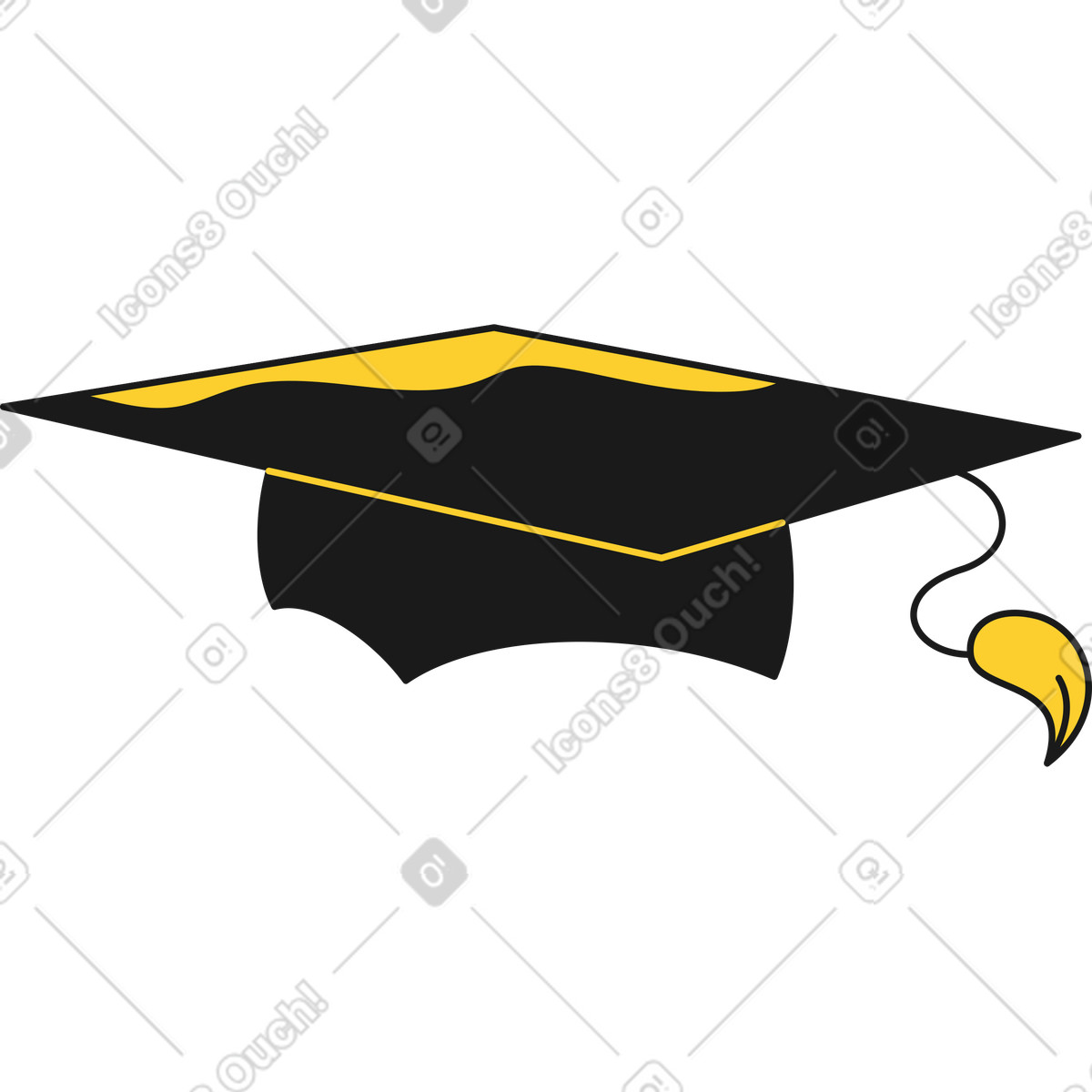 Graduierte akademische kappe animierte Illustration im Taxi-Stil als Download in GIF, Lottie (JSON), AE