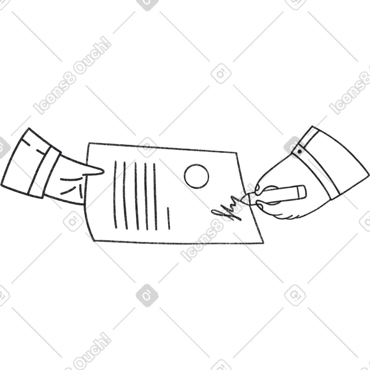 Hand signs the document-Illustration im Bonbon Line-Stil als Download in PNG, SVG