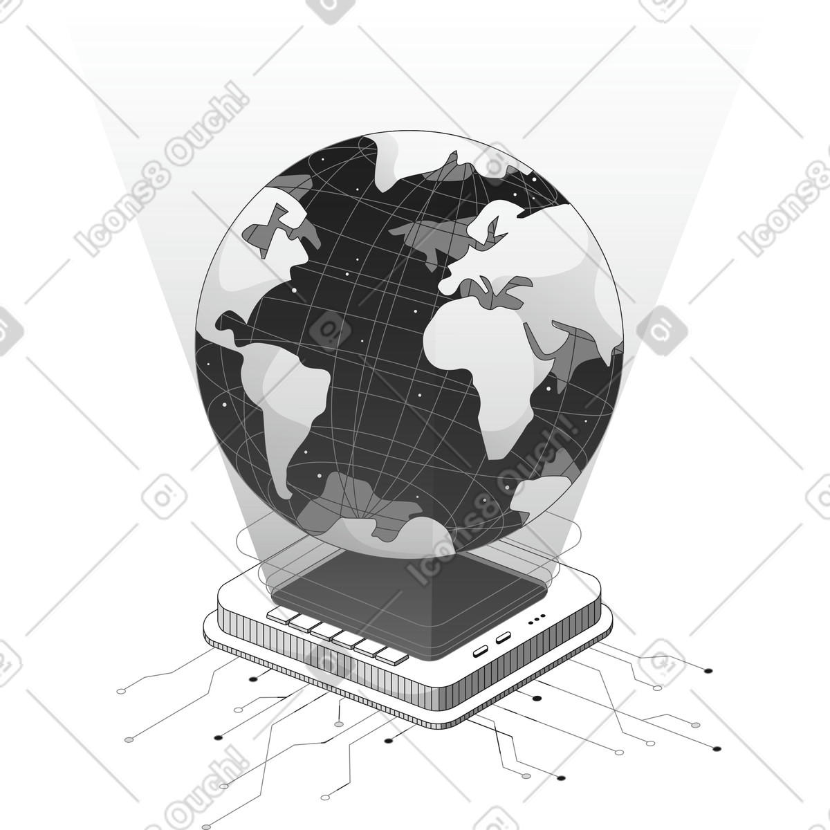 Remote controller with planet illustration in Futuristic style download in PNG, SVG