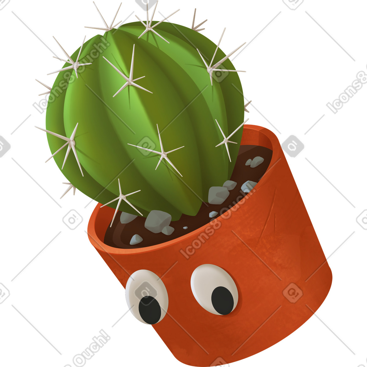Cactus with eyes illustration in Props style download in PNG, SVG