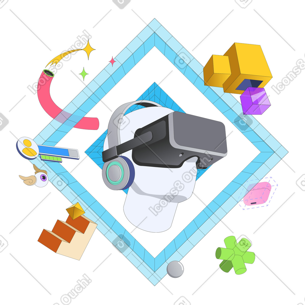 Ilustração de Realidade virtual e mundo em no estilo Kit para baixar em PNG, SVG