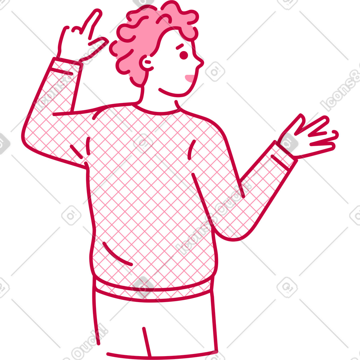 Uomo che indica qualcosa mentre si gira dall'altra parte illustrazione in stile Natty scarica in PNG, SVG