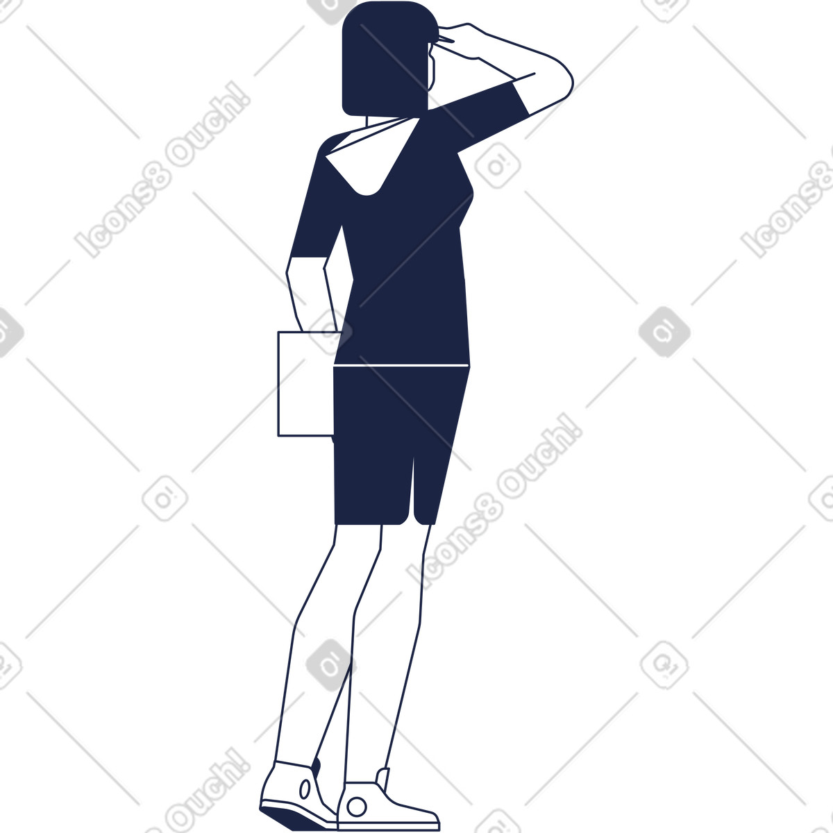 Ilustração animada de Mulher olhando para fora em no estilo Urban Line baixar em GIF, Lottie (JSON), AE