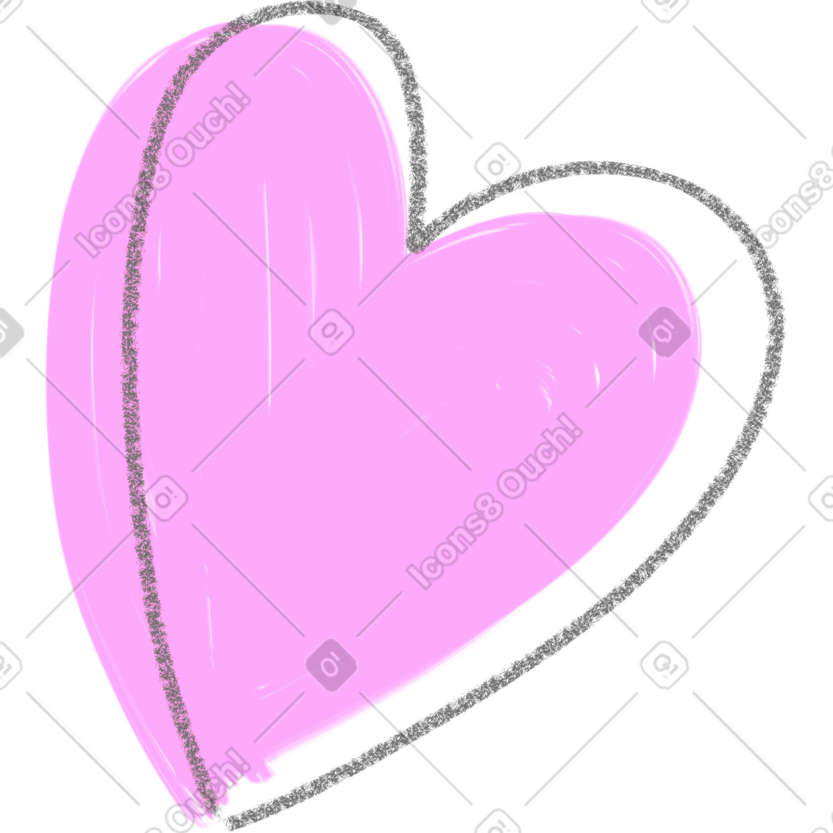 Ilustración Heart pink en estilo Doodle a descargar en PNG y SVG