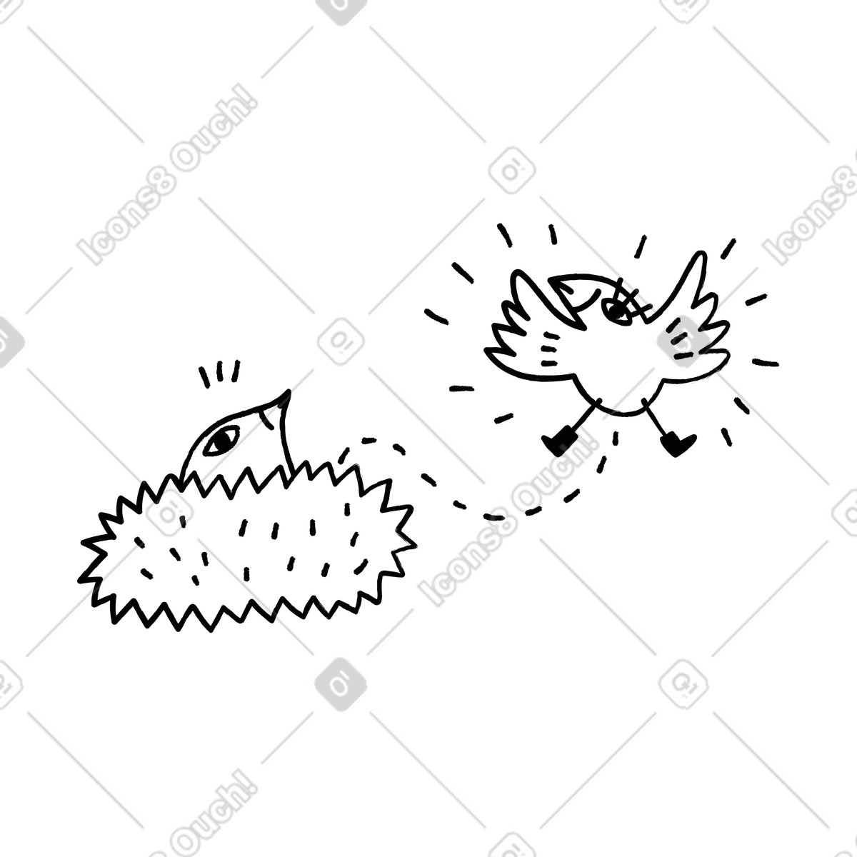 Cole スタイルの 巣を離れる雛鳥 のイラストをPNG、SVG形式でダウンロード