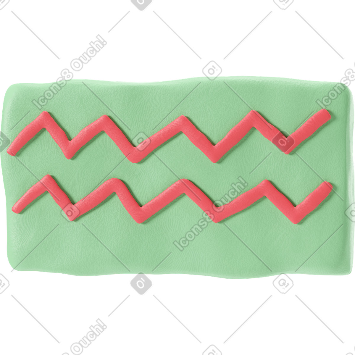 Ilustração de Torso em tecido verde com listras vermelhas ziguezague no estilo 3D Stripy para baixar PNG, SVG