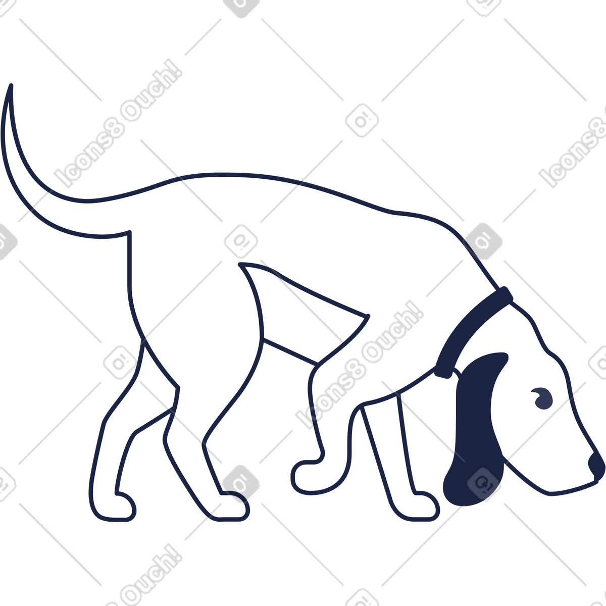 Illustration Ligne de chien dans le style Urban Line à télécharger aux formats PNG, SVG