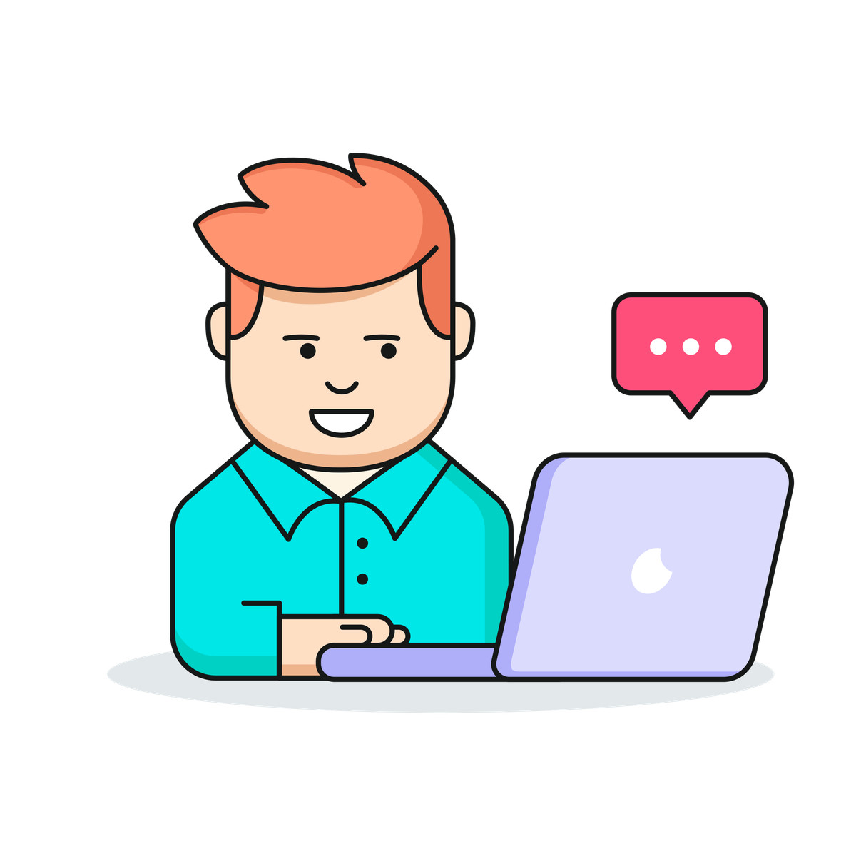 Ilustração de Employee communicating online, Virtual collaboration concept em no estilo Gummy para baixar em PNG, SVG