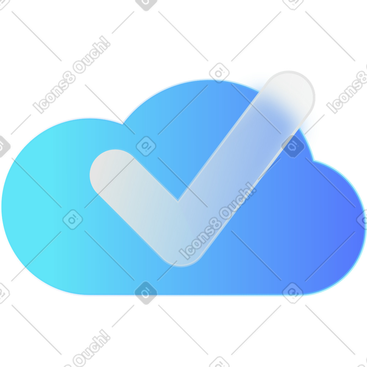 Cloud witn transparent check mark-Illustration im Morphis-Stil als Download in PNG, SVG