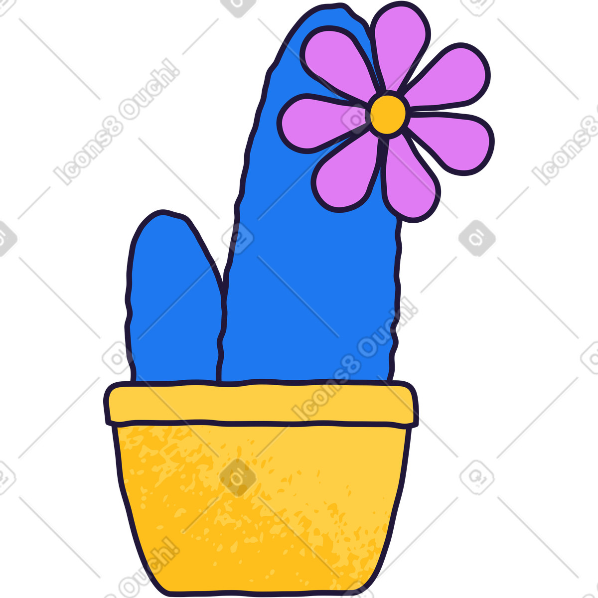 Cactus illustration in Conifer style download in PNG, SVG
