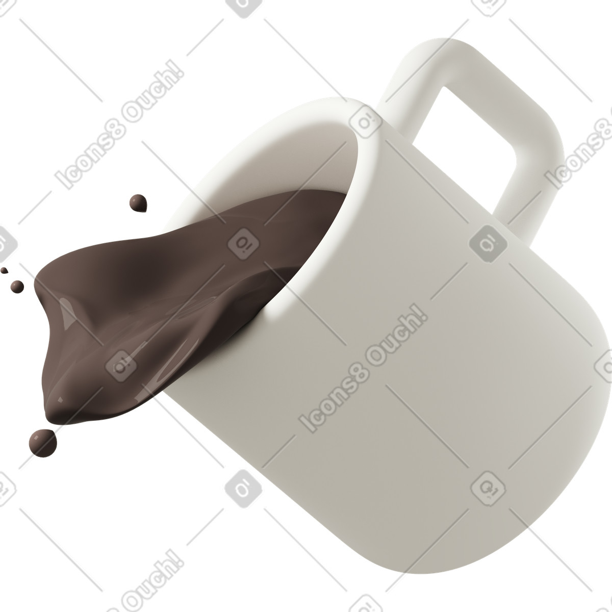 3D Casual life 스타일의 Coffee spilling out of mug 일러스트레이션 PNG, SVG 다운로드