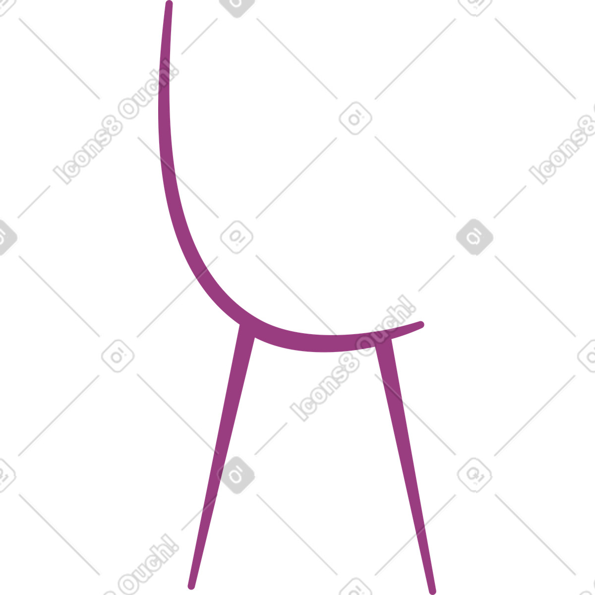 Burgundy chair with back illustration in Sammy style download in PNG, SVG