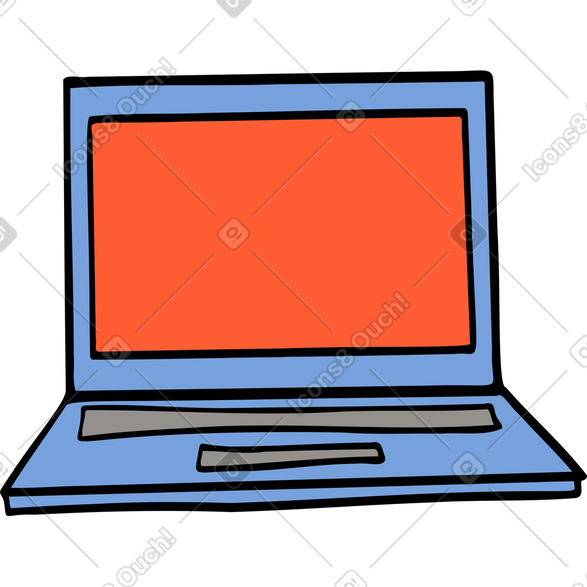 Laptop aperto illustrazione in stile Comic scarica in PNG, SVG